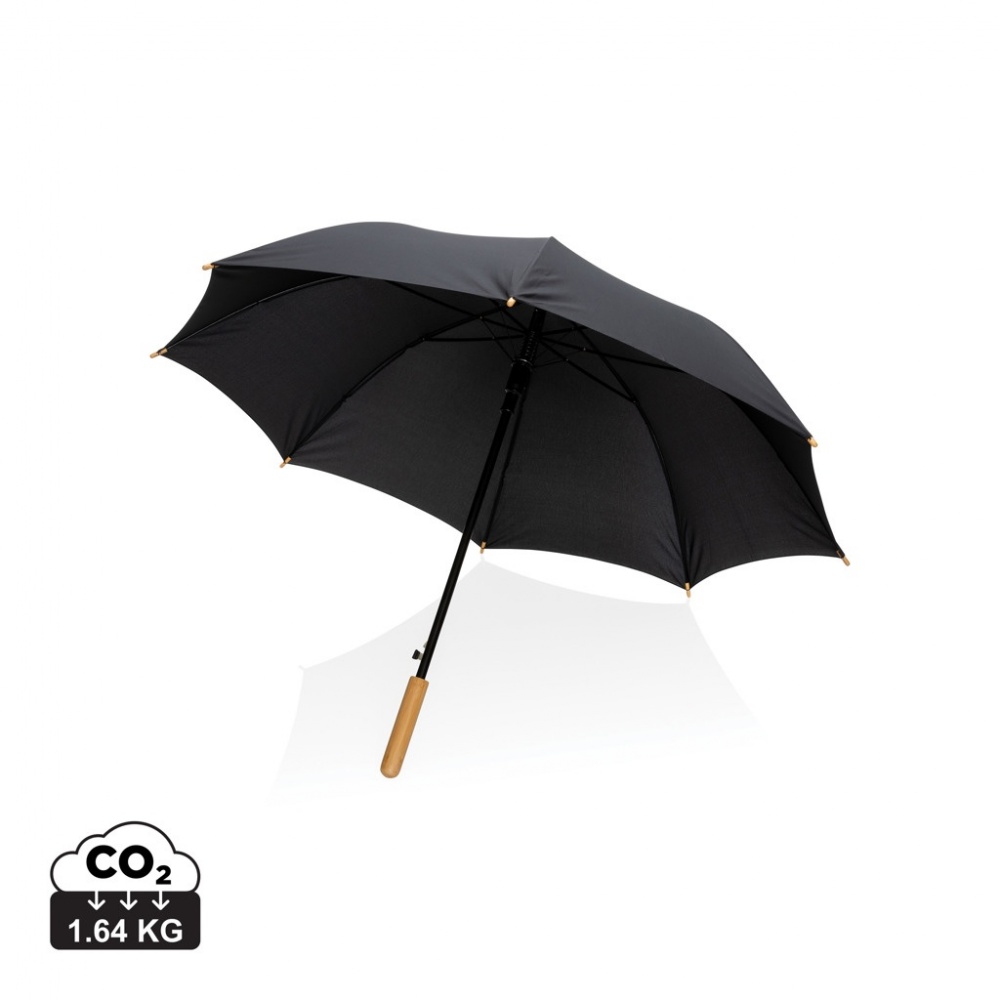 Logotrade promotional giveaway image of: 23" Impact AWARE™ RPET 190T auto open bamboo umbrella