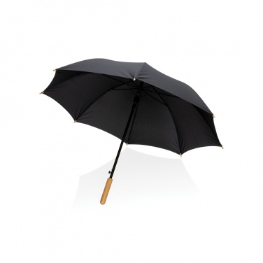 Logo trade promotional products image of: 23" Impact AWARE™ RPET 190T auto open bamboo umbrella