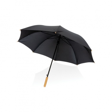 Logotrade corporate gift picture of: 27" Impact AWARE™ RPET 190T auto open bamboo umbrella