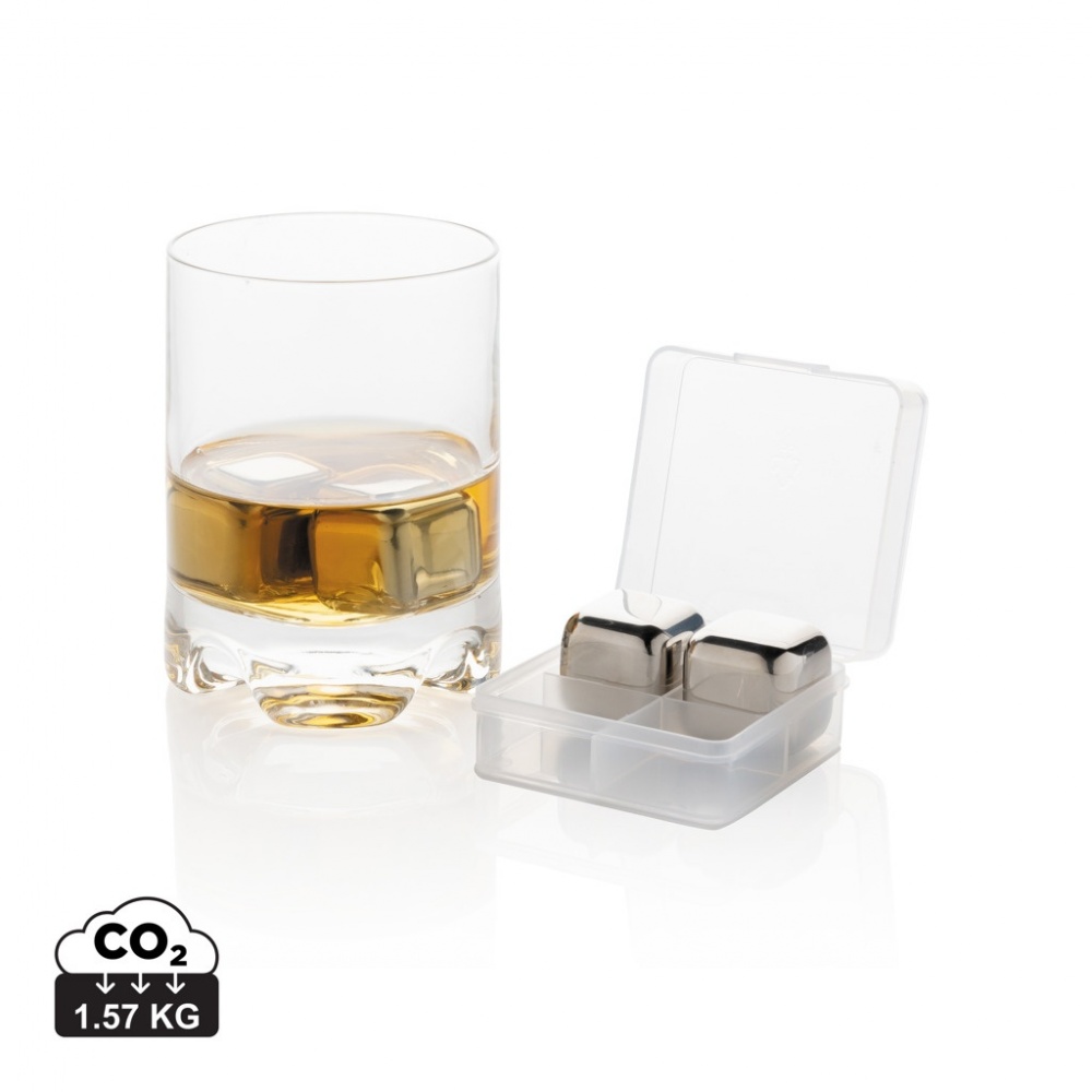 Logo trade corporate gifts image of: Re-usable stainless steel ice cubes 4pc