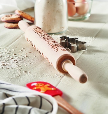 Logo trade corporate gifts image of: Christmas pastry wooden rolling