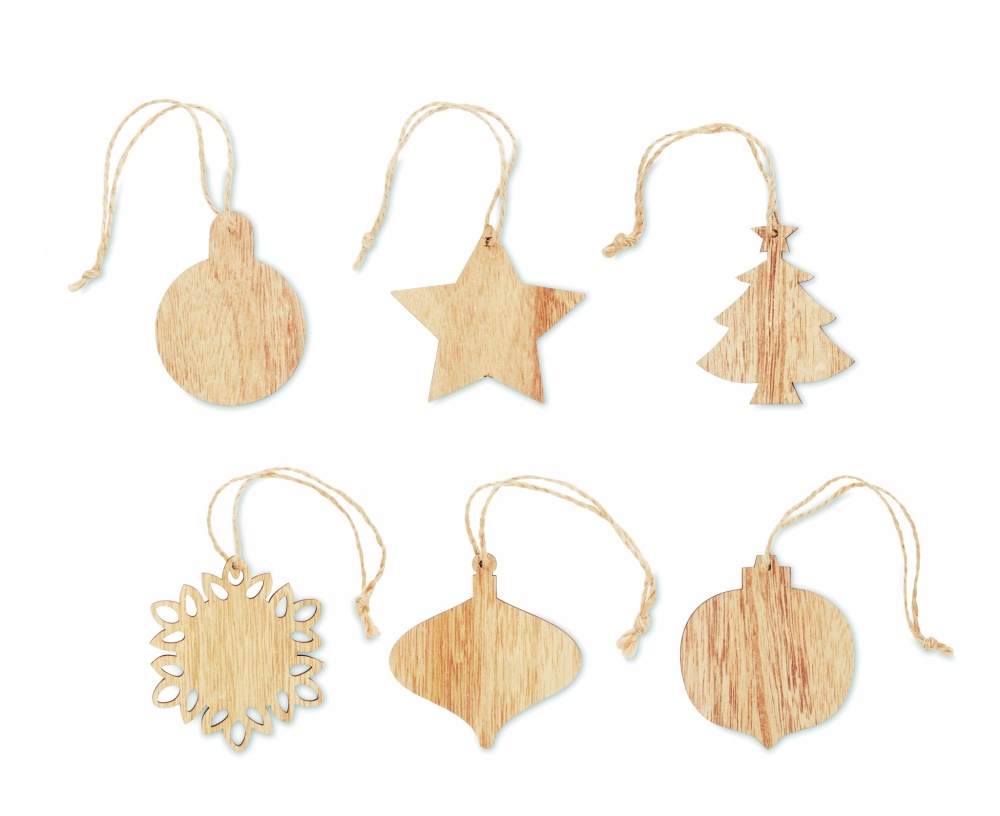 Logotrade promotional gift picture of: Set of wooden Xmas ornaments