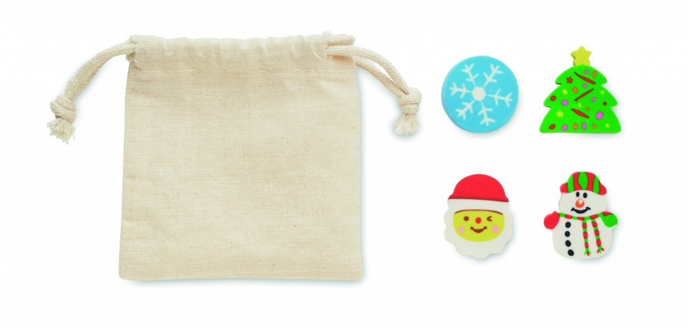 Logo trade business gift photo of: Set of 4 Christmas erasers