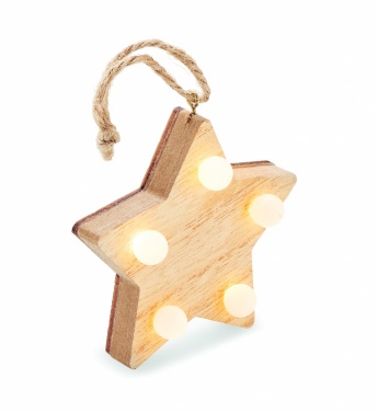 Logo trade promotional gifts image of: Wooden weed star with lights