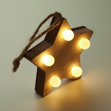 Logo trade promotional gifts picture of: Wooden weed star with lights