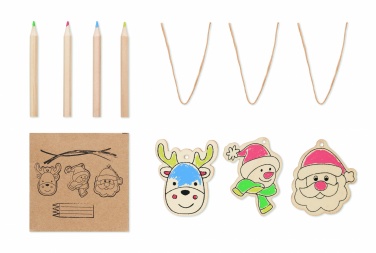 Logo trade business gifts image of: Drawing wooden ornaments set