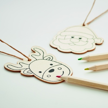 Logo trade promotional merchandise picture of: Drawing wooden ornaments set