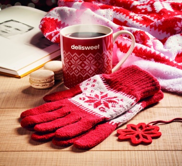 Logo trade corporate gift photo of: Winter gift mug and gloves set
