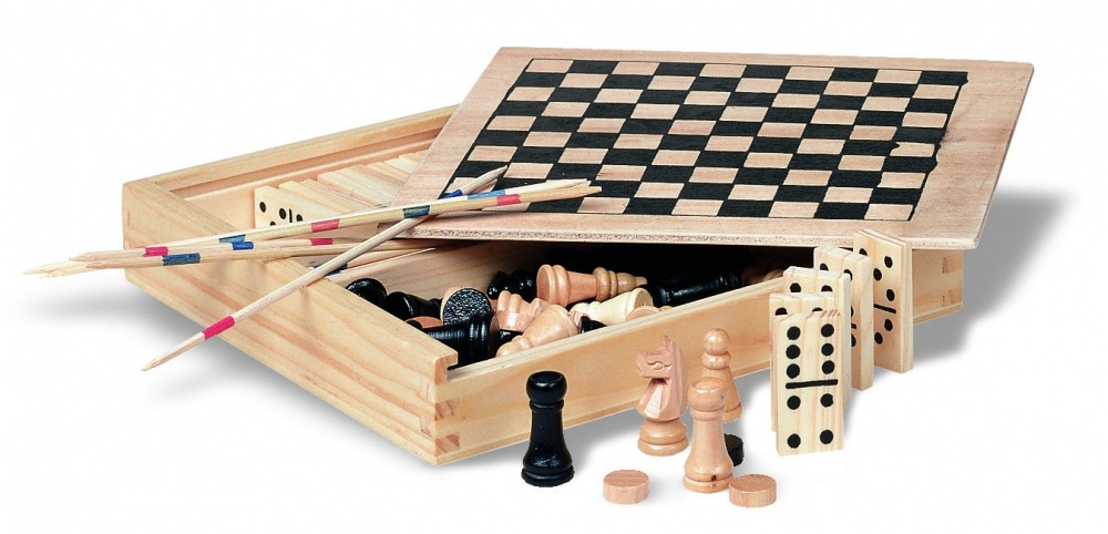 Logo trade promotional item photo of: 4 games in wooden box