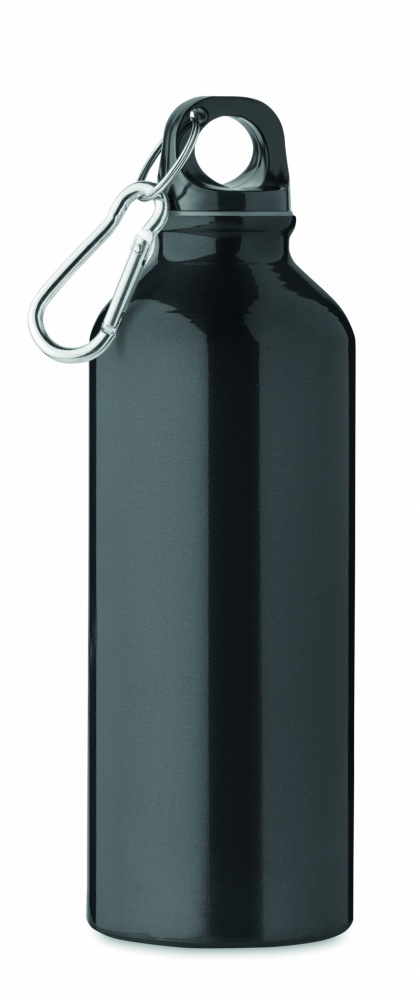 Logotrade promotional products photo of: 500 ml single-walled water bottle made of recycled aluminum with a carabiner