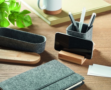 Logo trade business gifts image of: RPET felt pen pot phone stand
