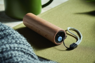 Logo trade promotional item photo of: Beech wood rechargeable torch
