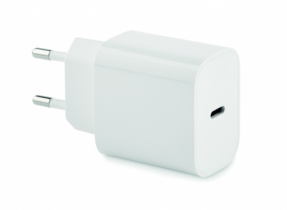Logo trade promotional merchandise image of: 20W 2 port USB charger EU plug