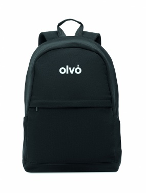 Logo trade promotional items image of: A 15-inch laptop backpack made of recycled pre-consumer cotton and recycled polyester with customizable printing.