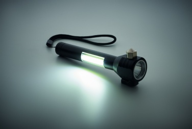 Logotrade promotional giveaway picture of: 3-in-1 aluminum flashlight with an emergency hammer and seatbelt cutter, customizable with printing