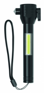 Logo trade corporate gift photo of: 3-in-1 aluminum flashlight with an emergency hammer and seatbelt cutter, customizable with printing