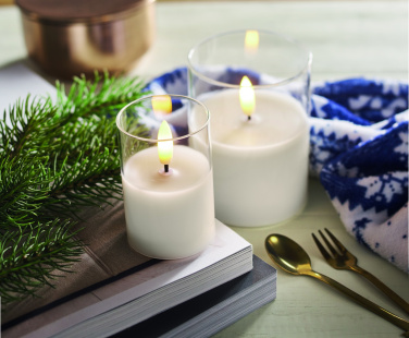 Logo trade promotional merchandise photo of: LED wax candle in glass holder