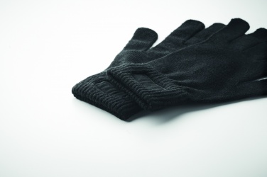 Logo trade promotional giveaways image of: Knitted gloves in RPET