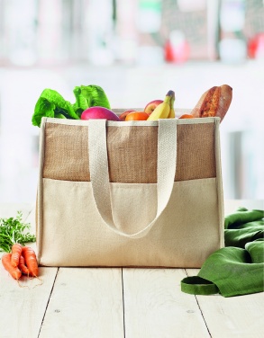 Logo trade advertising products picture of: Jute and canvas cooler bag