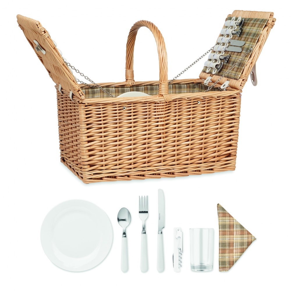 Logo trade promotional giveaways picture of: Wicker picnic basket 4 people