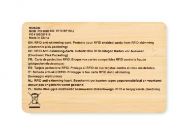 Logotrade business gift image of: RFID card in bamboo material