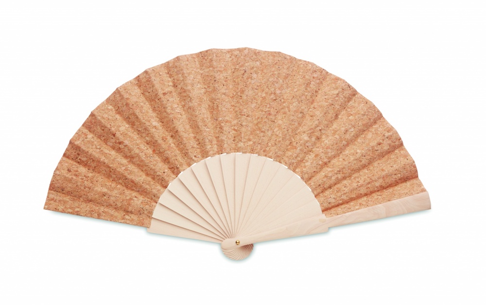 Logotrade promotional item picture of: Wood hand fan with cork fabric