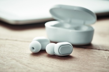 Logo trade promotional giveaways picture of: Recycled ABS TWS earbuds