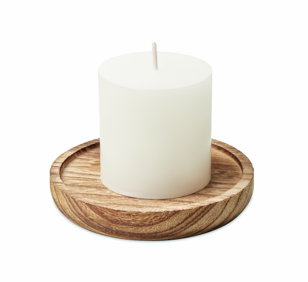 Logotrade corporate gift picture of: Candle on round wooden base