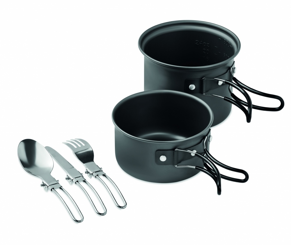 Logo trade promotional giveaways image of: 2 camping pots with cutlery