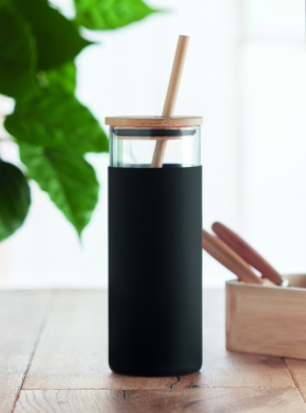 Logo trade promotional giveaways picture of: Glass tumbler 450ml bamboo lid