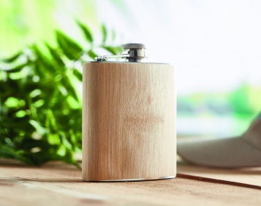 Logotrade corporate gift image of: Bamboo slim hip flask 170ml