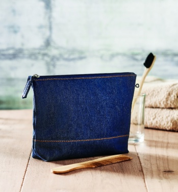 Logo trade advertising products picture of: Recycled denim cosmetic pouch