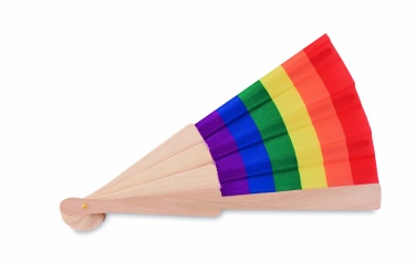 Logo trade promotional item photo of: Rainbow wooden hand fan