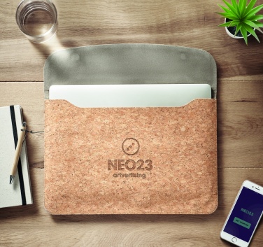 Logo trade business gifts image of: Cork laptop bag magnetic flap