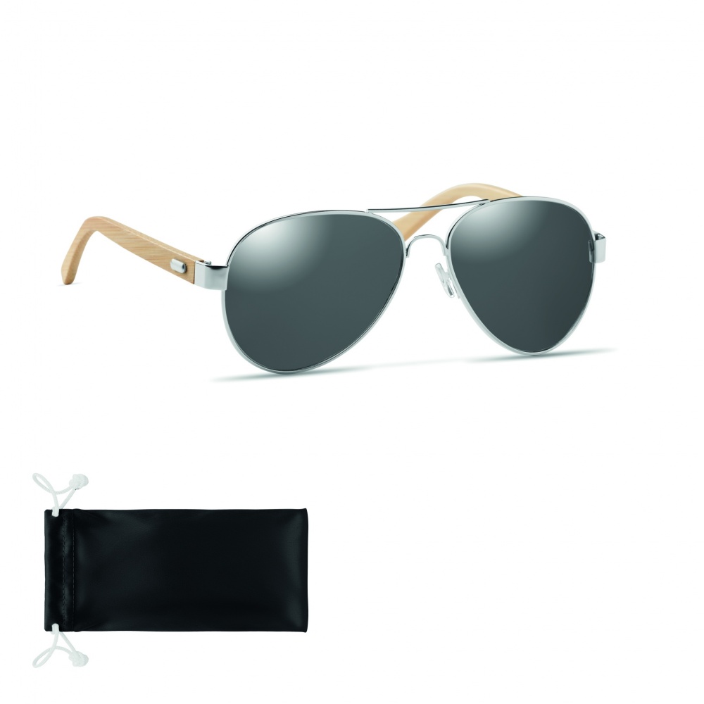 Logo trade promotional merchandise image of: Bamboo sunglasses in pouch TARTU