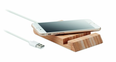 Logo trade corporate gifts image of: Bamboo wireless charger  10W ODOS
