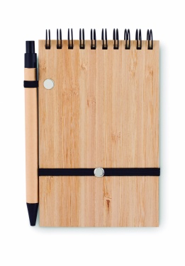 Logo trade corporate gifts image of: A6 bamboo notepad with pen SONORABAM