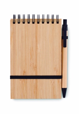 Logo trade advertising product photo of: A6 bamboo notepad with pen SONORABAM