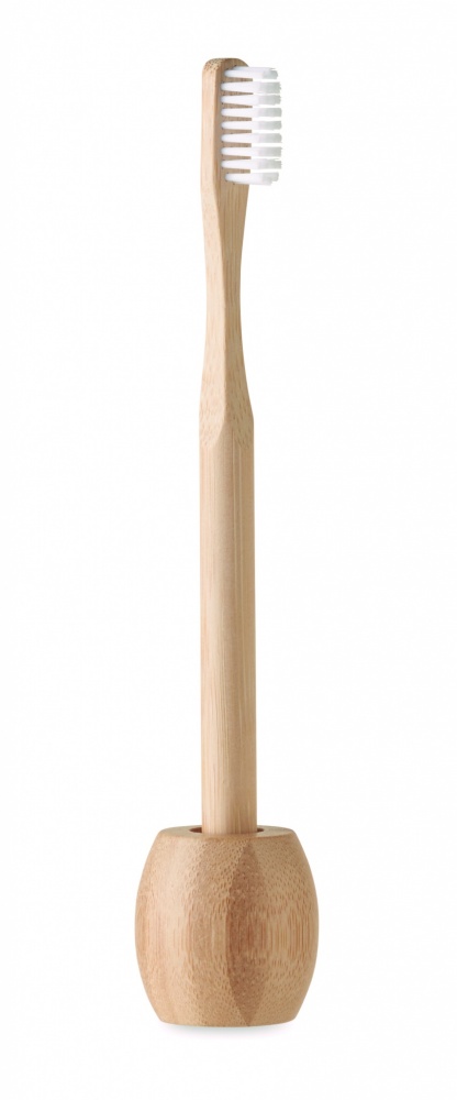 Logo trade promotional gift photo of: Bamboo tooth brush with stand