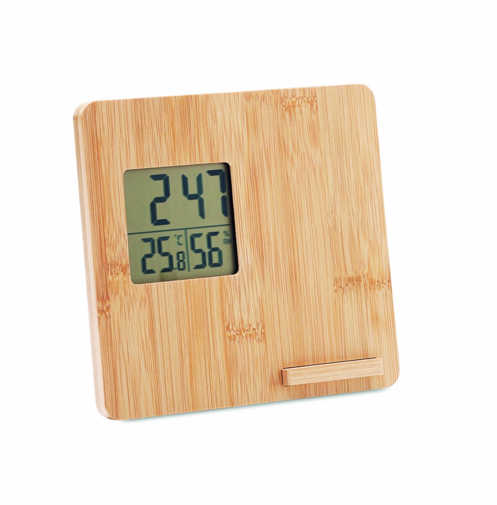 Logo trade corporate gift photo of: Bamboo weather station 10W