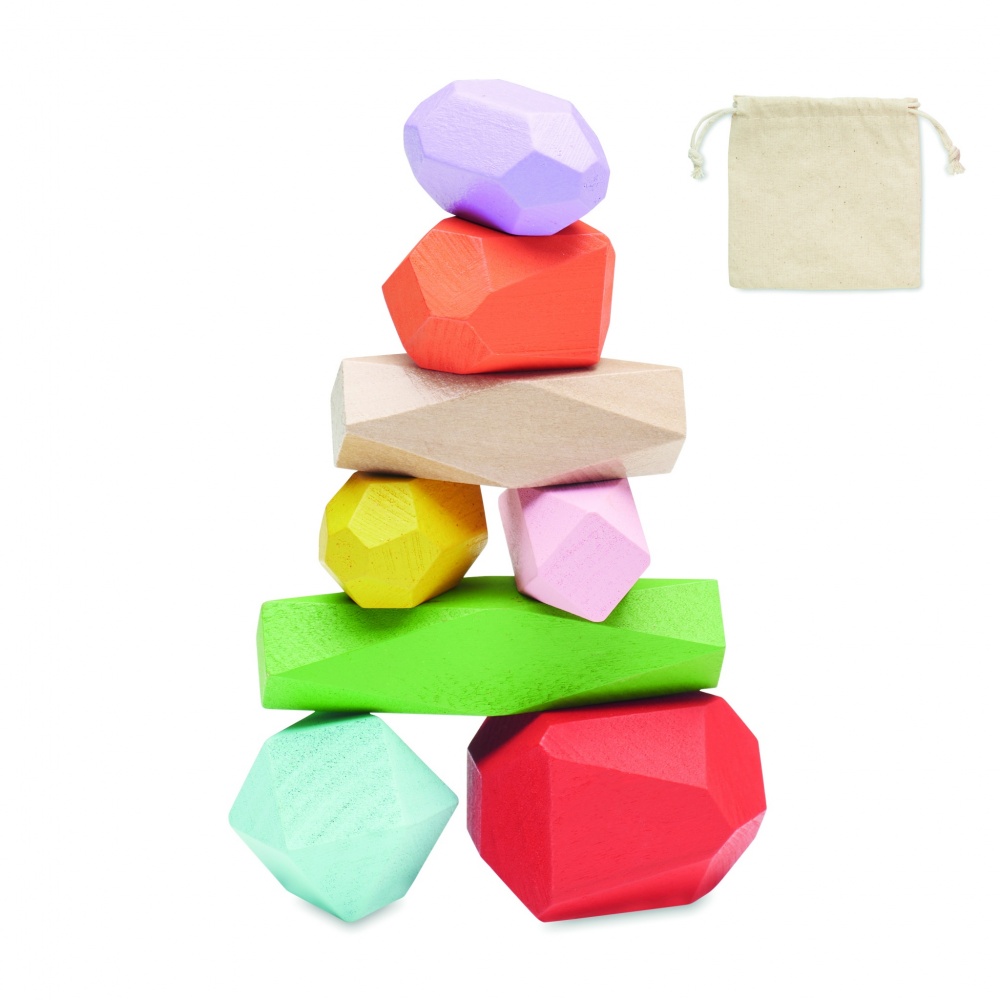 Logo trade promotional giveaway photo of: 8 stacking wood rocks in pouch