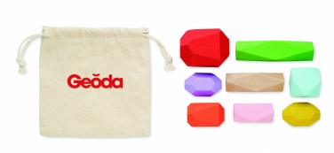 Logo trade promotional products image of: 8 stacking wood rocks in pouch