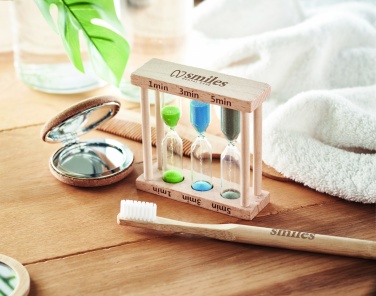 Logo trade advertising product photo of: Set of 3 wooden sand timer