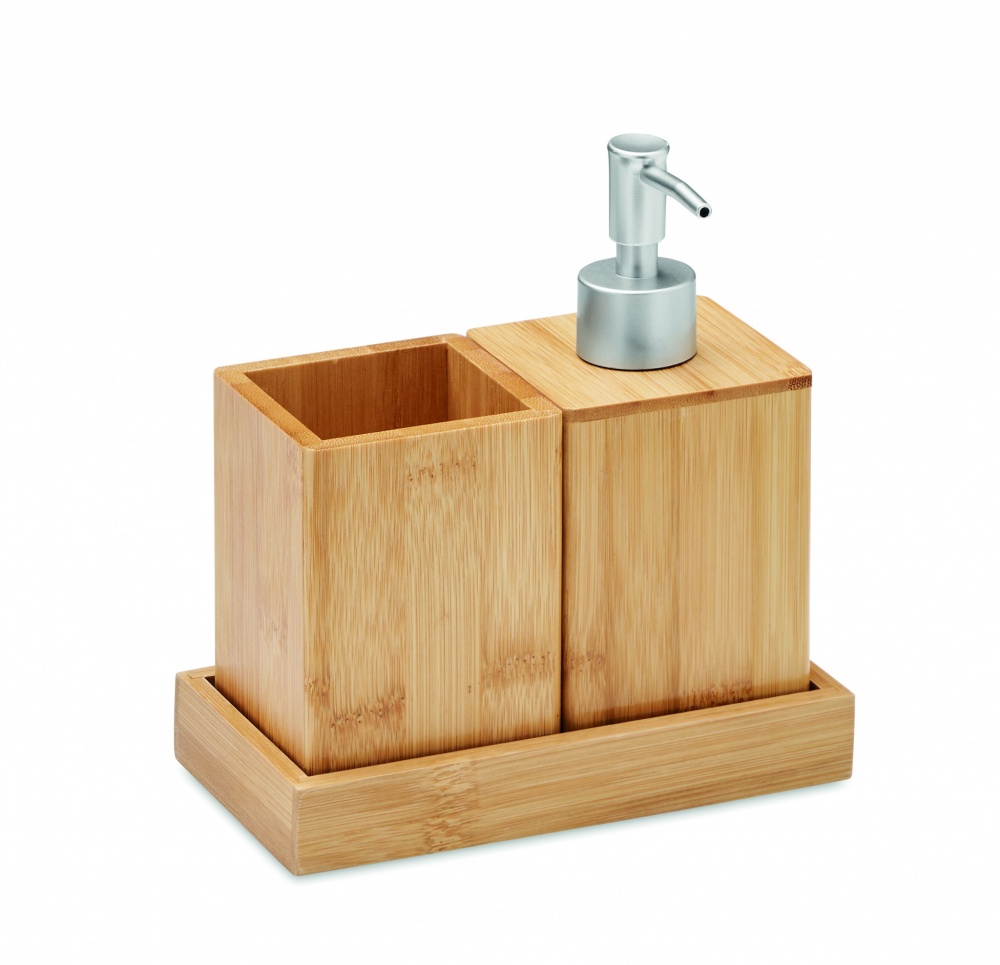 Logo trade promotional giveaways picture of: 3 piece bath set in bamboo