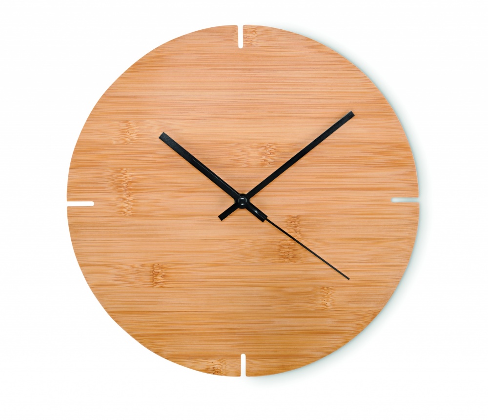 Logo trade advertising product photo of: Round shape bamboo wall clock