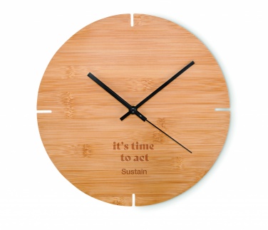 Logotrade promotional giveaway picture of: Round shape bamboo wall clock