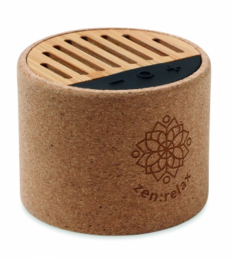 Logo trade promotional merchandise picture of: Round cork wireless speaker