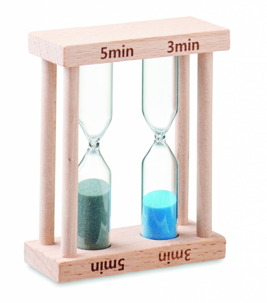 Logo trade promotional merchandise photo of: Set of 2 wooden sand timers