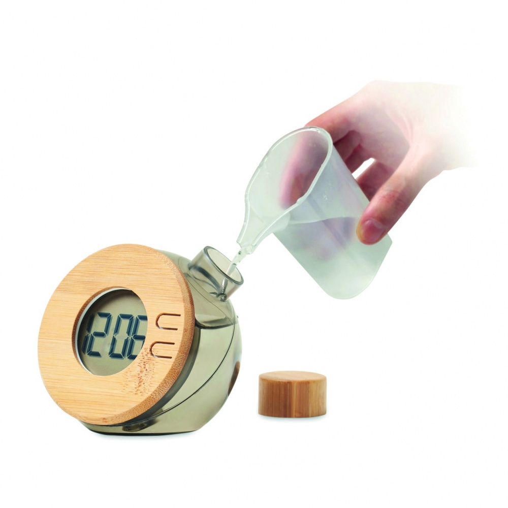 Logotrade promotional giveaway picture of: Water powered bamboo LCD clock