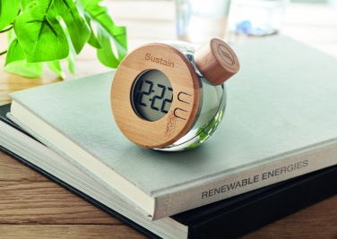 Logo trade promotional giveaways picture of: Water powered bamboo LCD clock